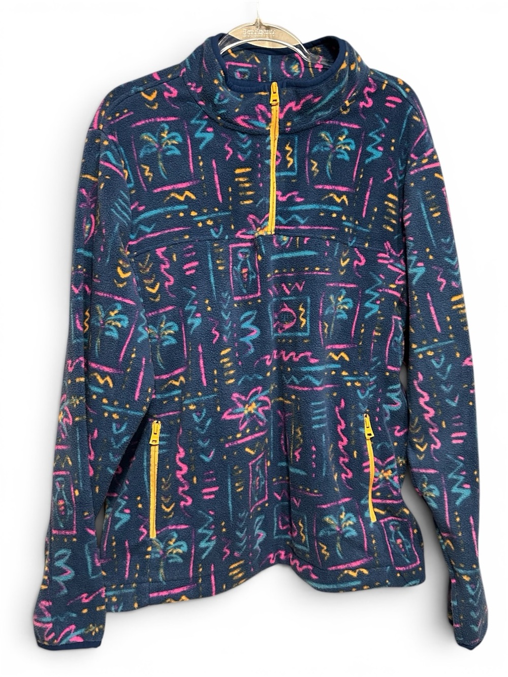 chubbies Navy Patterned Quarter-Zip Fleece with Bright Accents